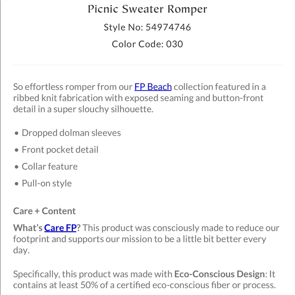 *SOLD* Free People Picnic Sweater Romper M - Picture 5 of 5